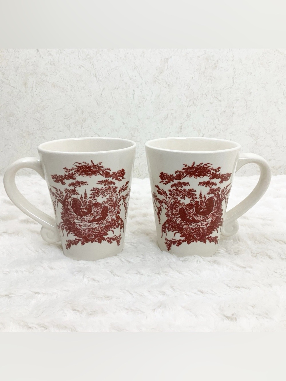 Vintage California Pantry 2 Red Rooster Mugs Farmhouse Rustic Cottagecore Farm
